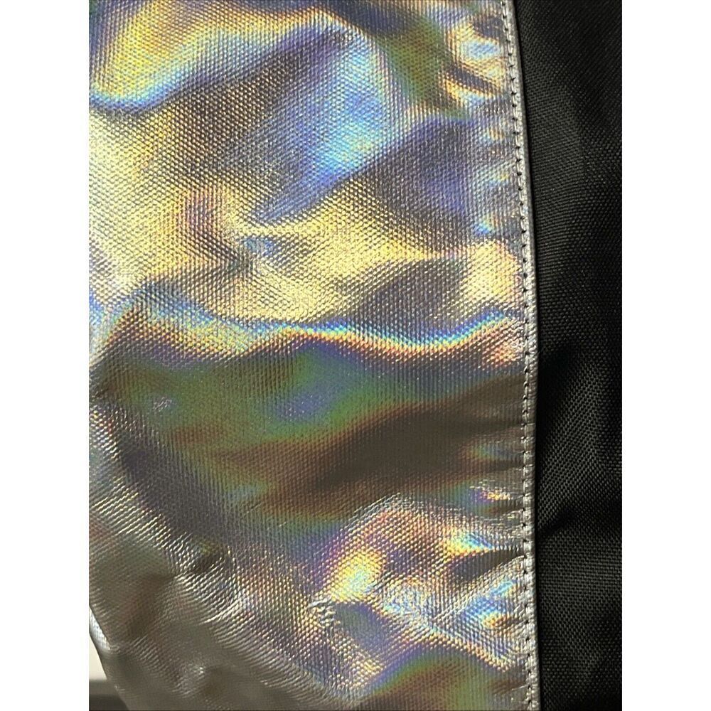 PINK Victoria's Secret Cinch Drawstring Large Back Pack Black/Silver NWOT - Picture 12 of 15
